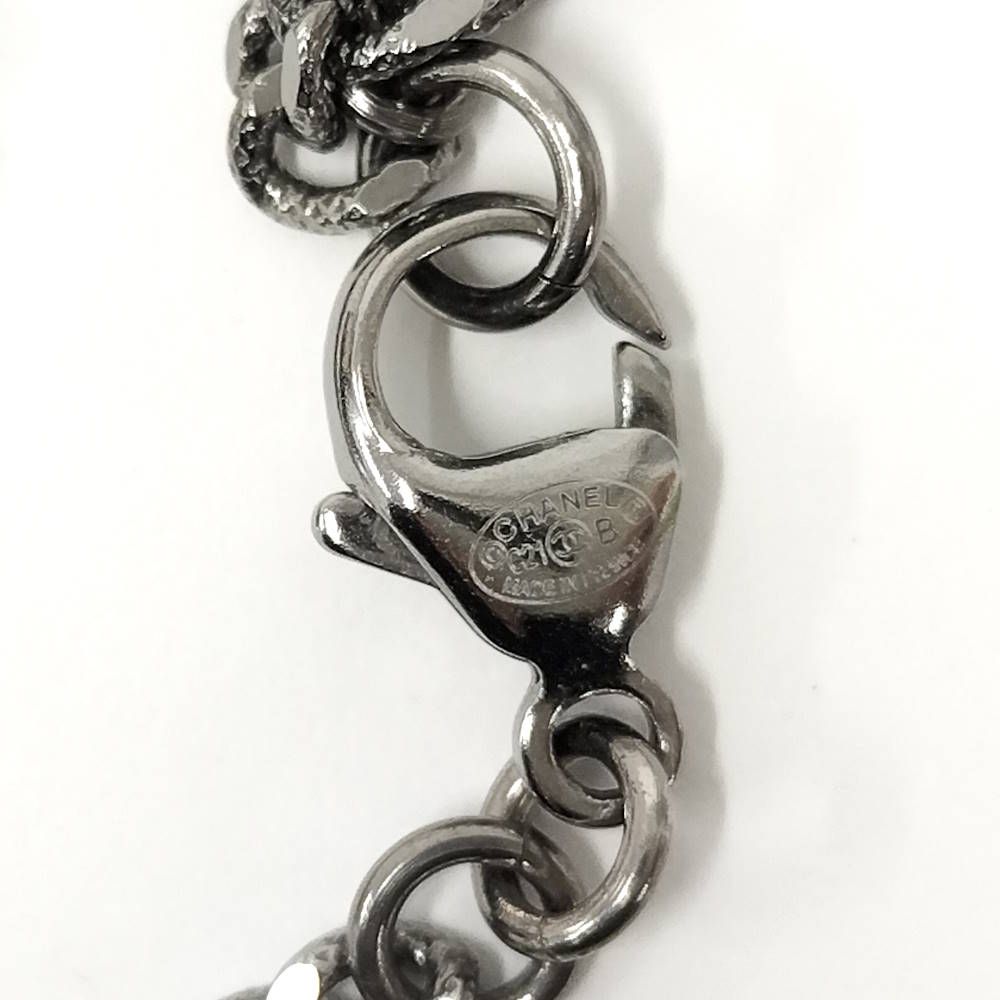 Chanel Necklace CC Logo Costume Pearl Line Stone Silver Metal Plated — view 8
