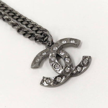 Chanel Necklace CC Logo Costume Pearl Line Stone Silver Metal Plated — view 4
