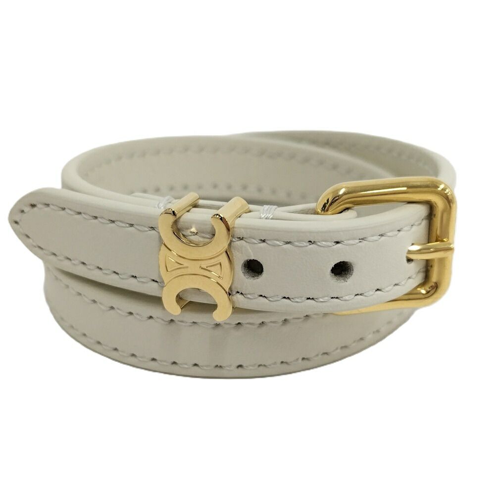 Celine les Cuirs Bracelet Leather Gold Color White