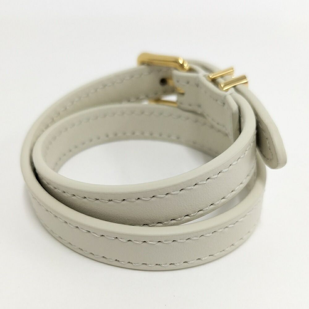 Celine les Cuirs Bracelet Leather Gold Color White — view 3