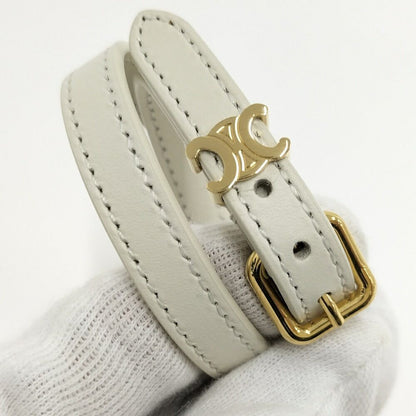 Celine les Cuirs Bracelet Leather Gold Color White — view 4
