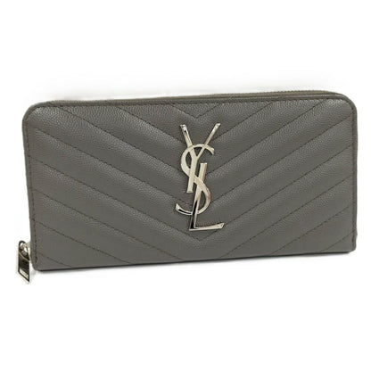 Saint Laurent Zip Around Wallet Leather Gray