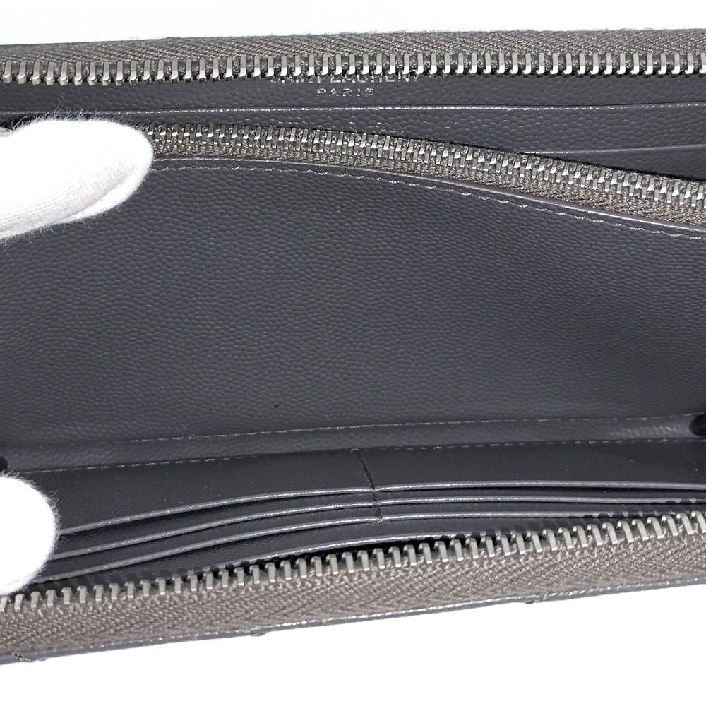 Saint Laurent Zip Around Wallet Leather Gray — view 9