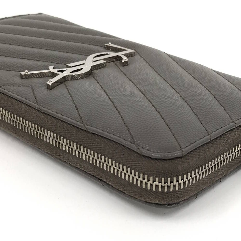 Saint Laurent Zip Around Wallet Leather Gray — view 4