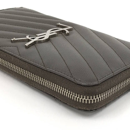Saint Laurent Zip Around Wallet Leather Gray — view 4