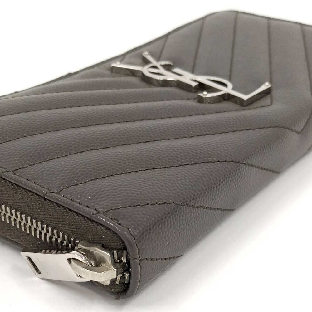 Saint Laurent Zip Around Wallet Leather Gray — view 5