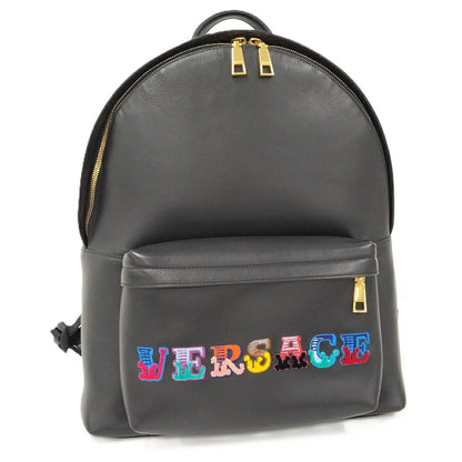 Versace Backpack Multicolor Logo Leather Black