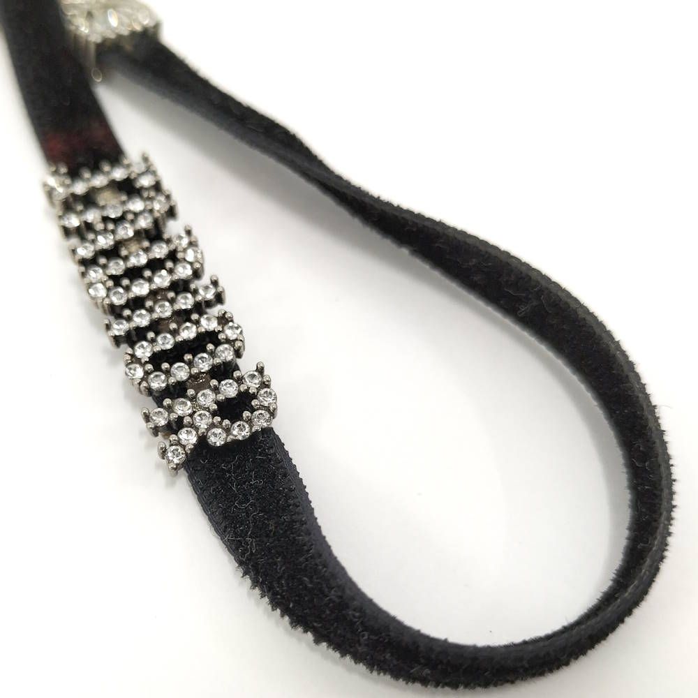 Dior Line Stone Velvet Choker Necklace — view 5