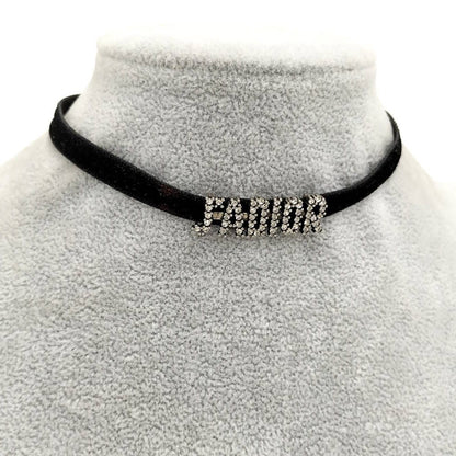 Dior Line Stone Velvet Choker Necklace — view 9
