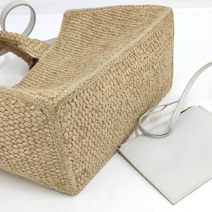 Celine Small Cabas Thais Basket Bag Raffia Calfskin Beige — view 5