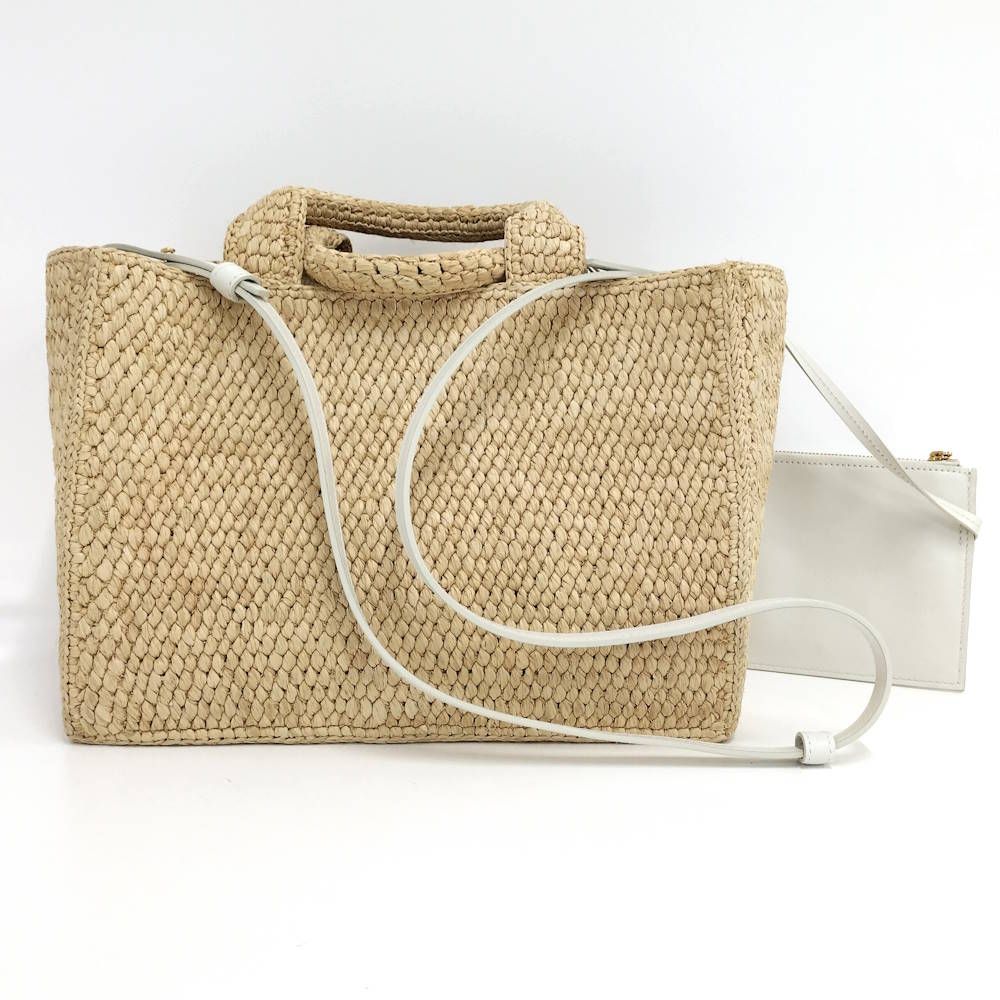 Celine Small Cabas Thais Basket Bag Raffia Calfskin Beige — view 2