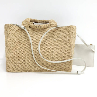 Celine Small Cabas Thais Basket Bag Raffia Calfskin Beige — view 2