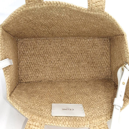 Celine Small Cabas Thais Basket Bag Raffia Calfskin Beige — view 9