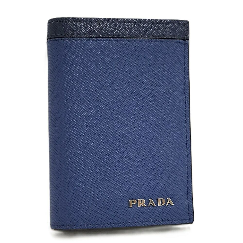 Prada Card Case Leather Blue