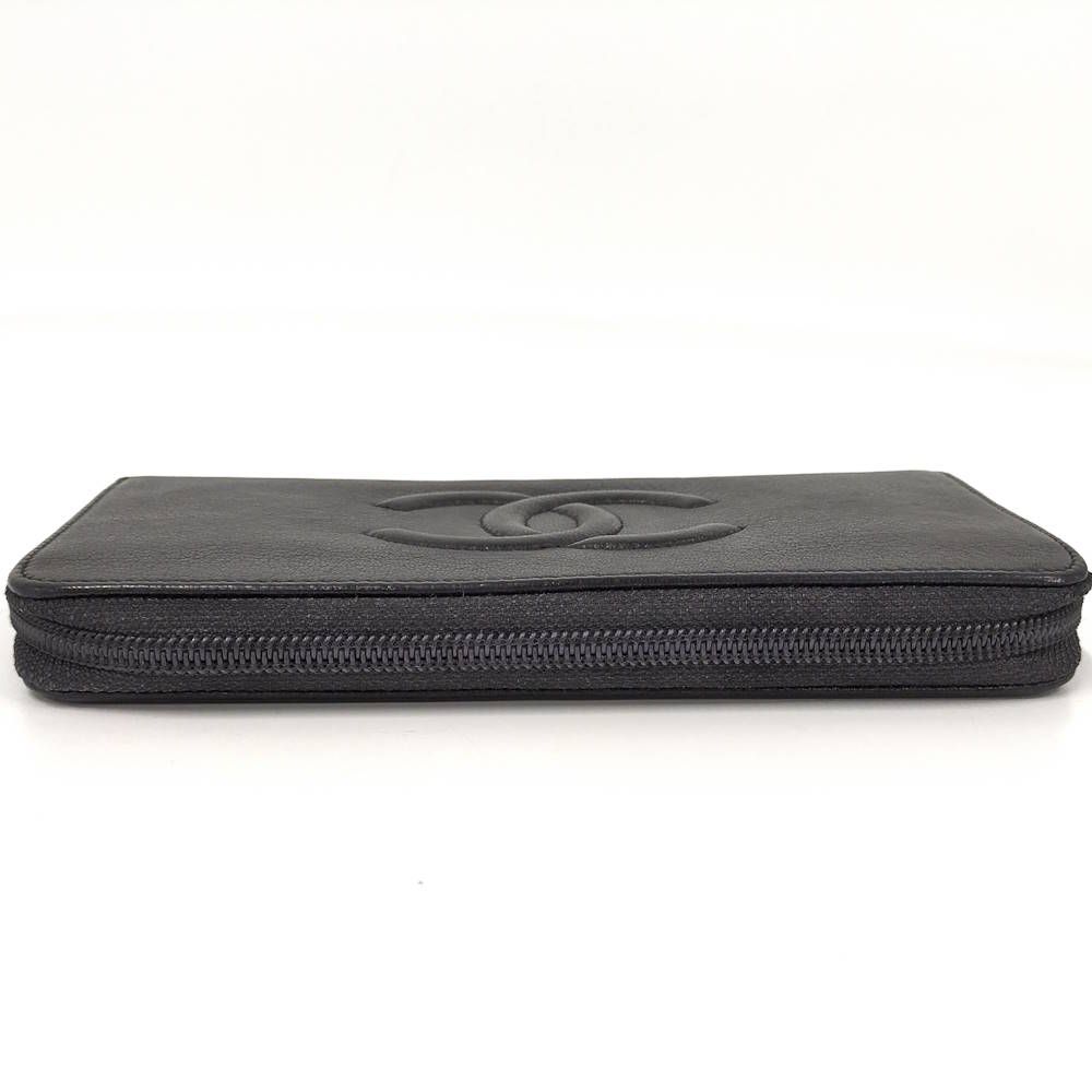 Chanel Zip Around Wallet CC Logo Leather Black — view 7