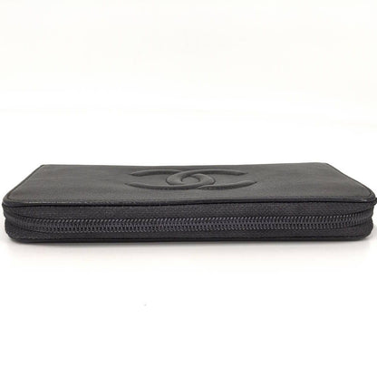Chanel Zip Around Wallet CC Logo Leather Black — view 7