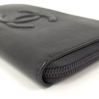 Chanel Zip Around Wallet CC Logo Leather Black — view 4