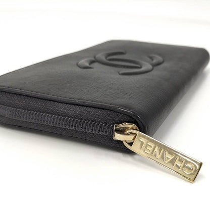 Chanel Zip Around Wallet CC Logo Leather Black — view 5