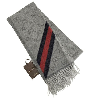 Gucci Scarf GG Pattern Wool Alpaca Gray