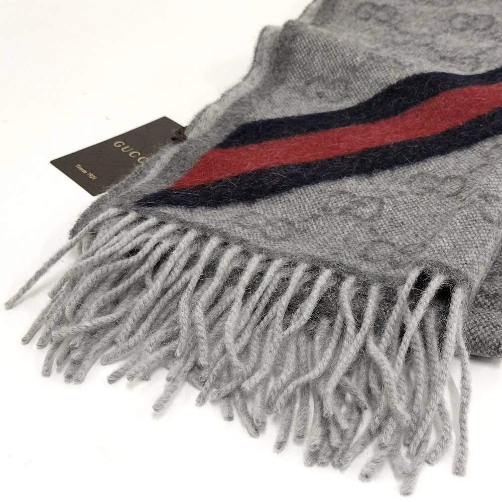 Gucci Scarf GG Pattern Wool Alpaca Gray — view 2