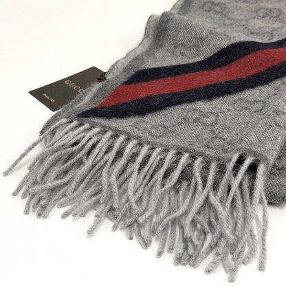 Gucci Scarf GG Pattern Wool Alpaca Gray — view 2