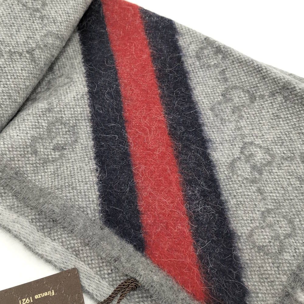 Gucci Scarf GG Pattern Wool Alpaca Gray — view 8