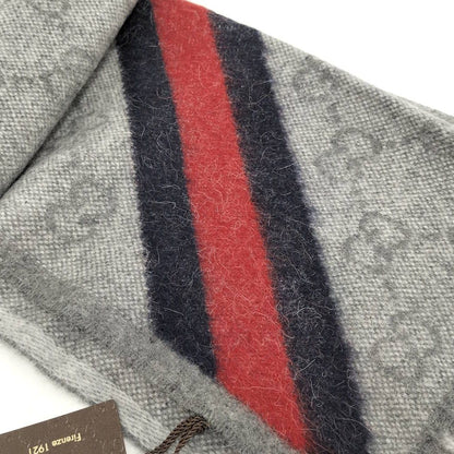 Gucci Scarf GG Pattern Wool Alpaca Gray — view 8