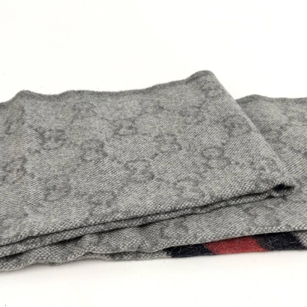 Gucci Scarf GG Pattern Wool Alpaca Gray — view 5