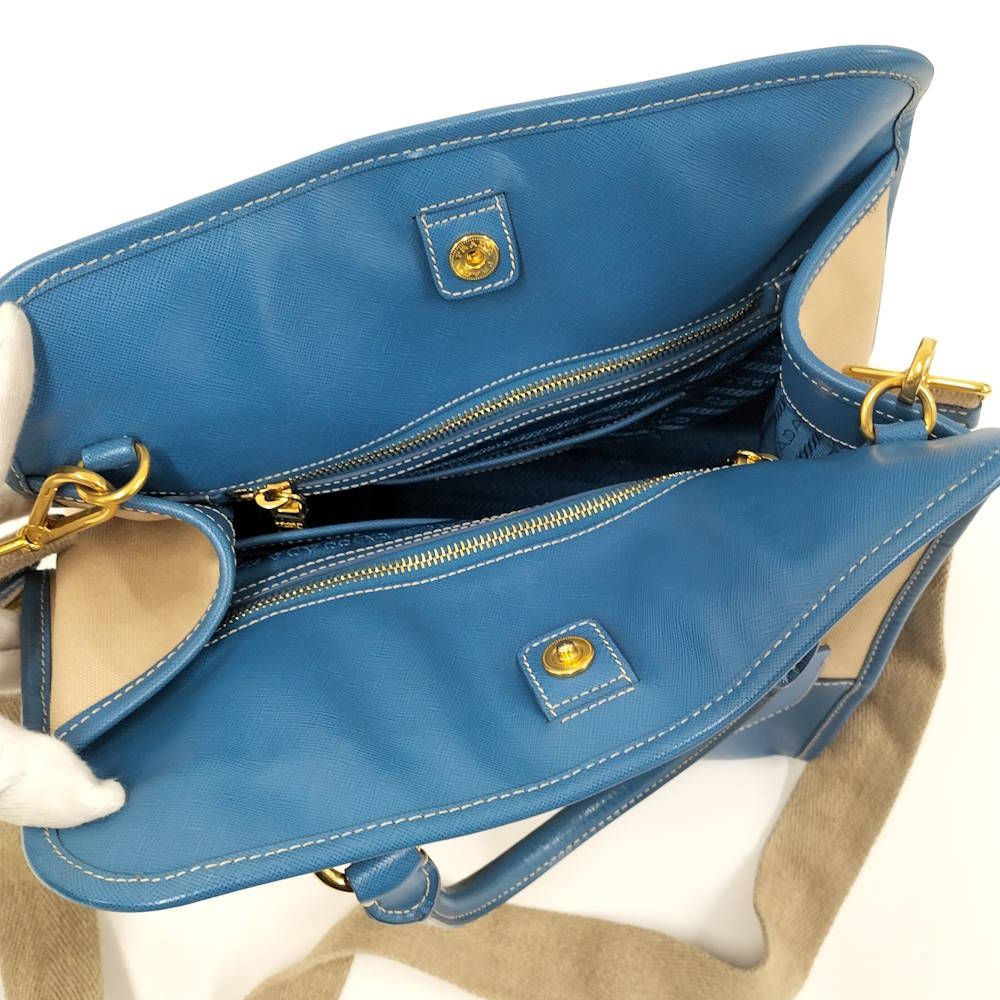 Prada Handbag Canvas Blue — view 7