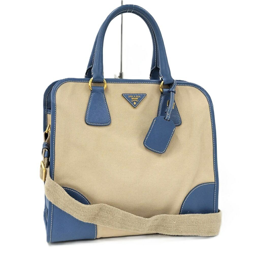 Prada Handbag Canvas Blue