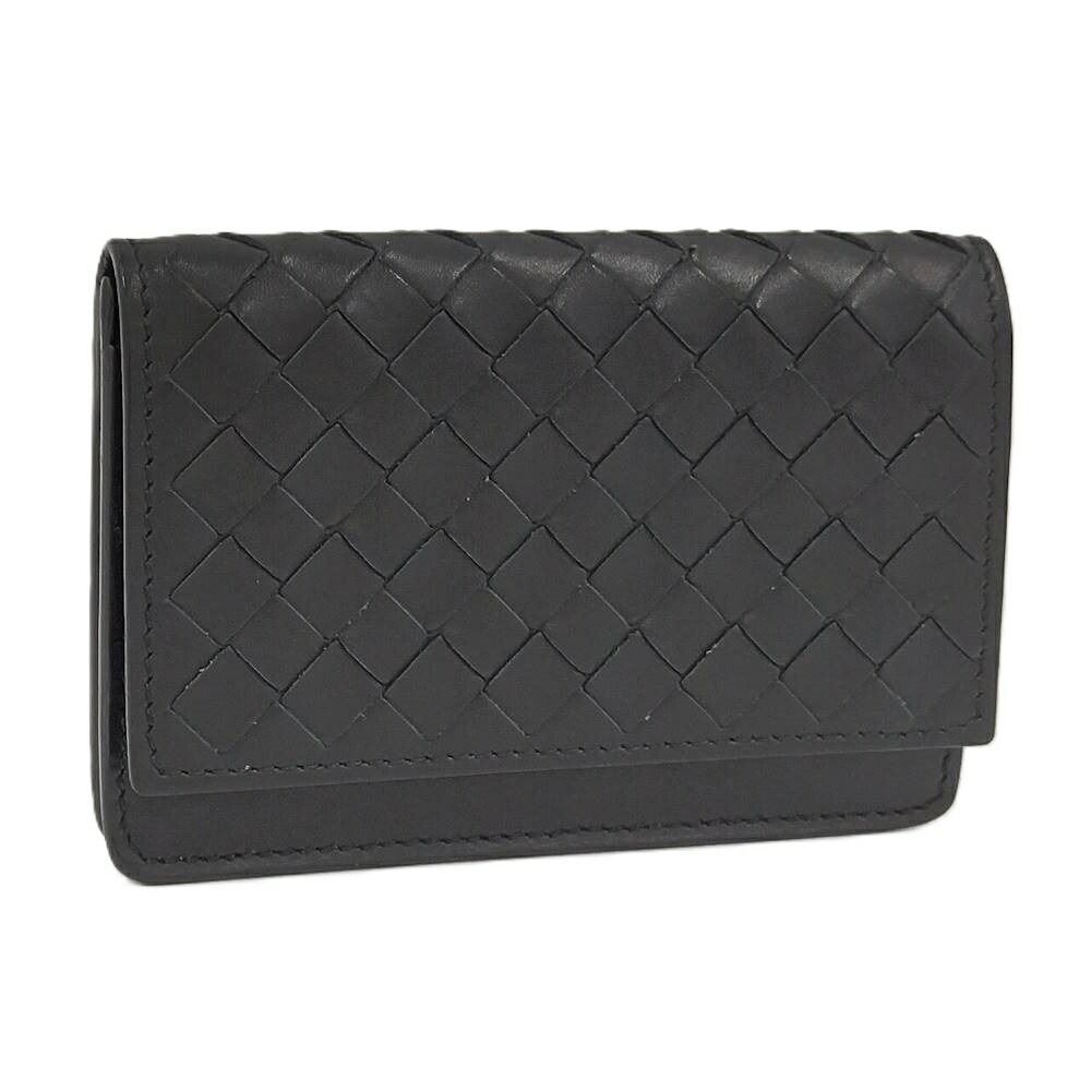 Bottega Veneta Card Case Intrecciato Leather Black