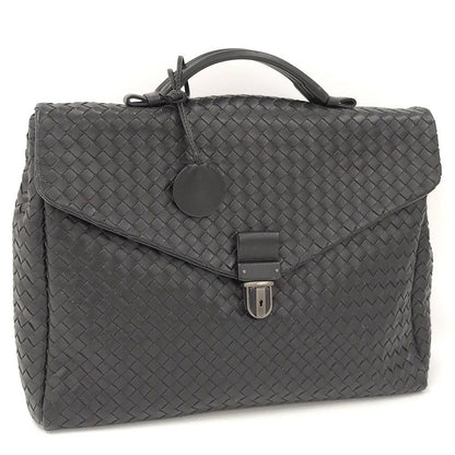 Bottega Veneta Business Bag Intrecciato Leather Black