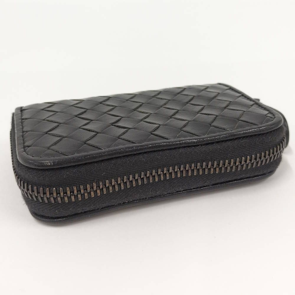 Bottega Veneta Coin Case Zip Around Intrecciato Leather Black — view 6