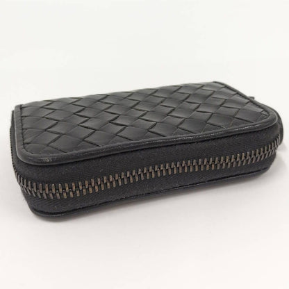 Bottega Veneta Coin Case Zip Around Intrecciato Leather Black — view 6
