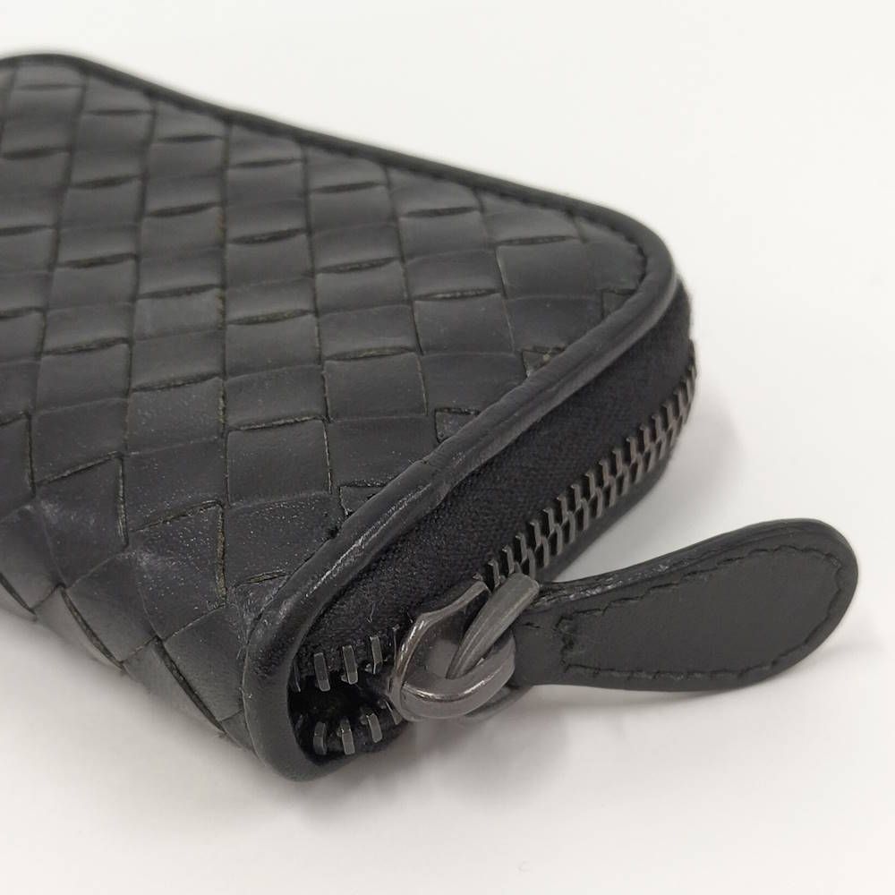 Bottega Veneta Coin Case Zip Around Intrecciato Leather Black — view 5