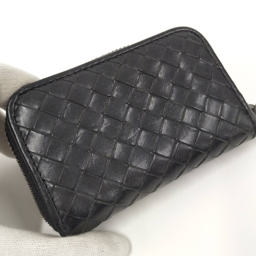 Bottega Veneta Coin Case Zip Around Intrecciato Leather Black — view 7