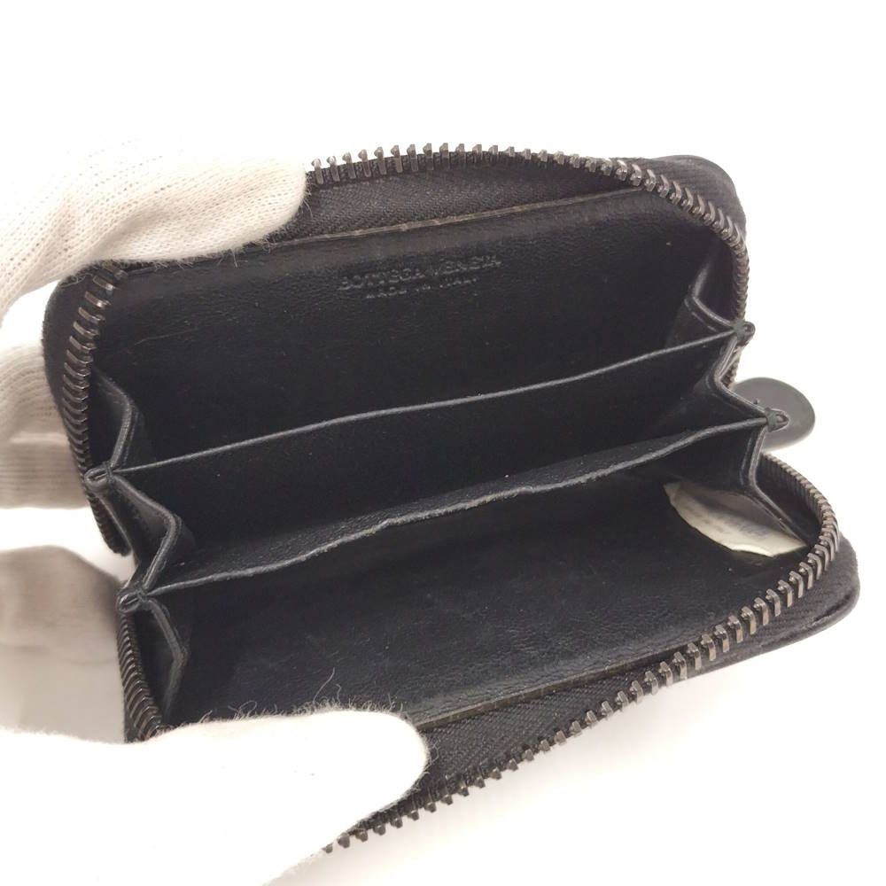Bottega Veneta Coin Case Zip Around Intrecciato Leather Black — view 2