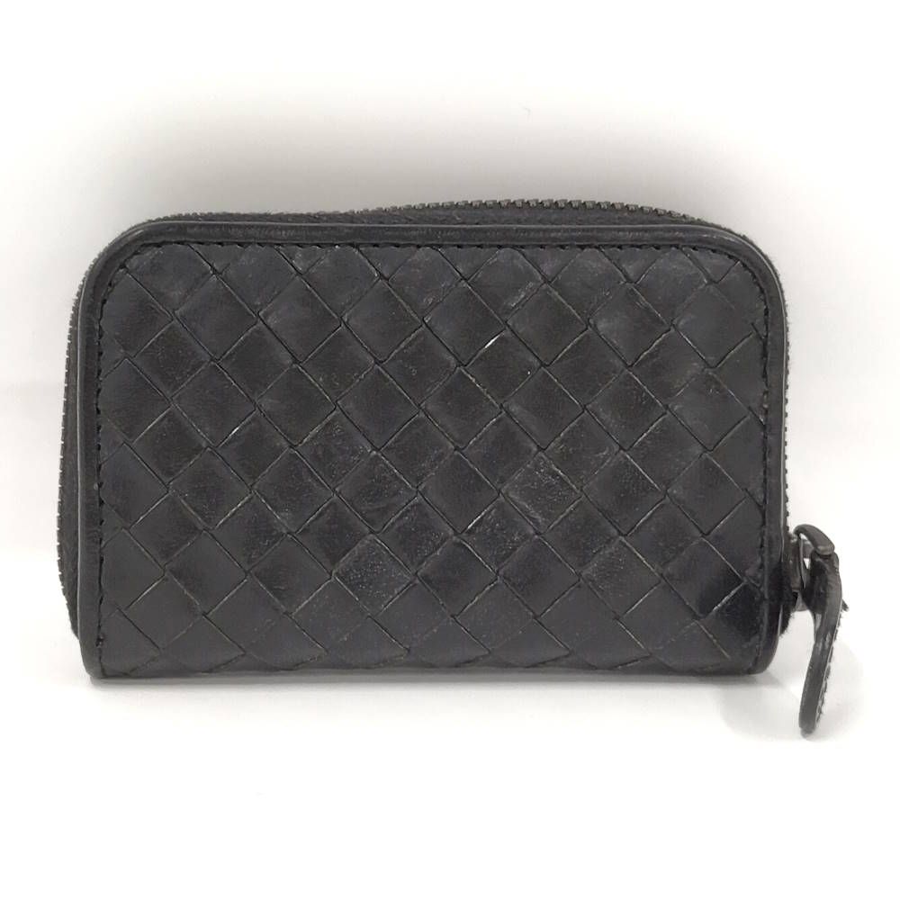 Bottega Veneta Coin Case Zip Around Intrecciato Leather Black — view 3