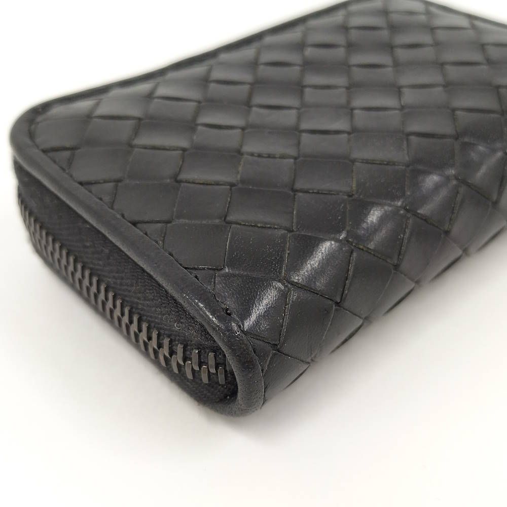 Bottega Veneta Coin Case Zip Around Intrecciato Leather Black — view 4