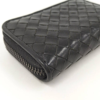 Bottega Veneta Coin Case Zip Around Intrecciato Leather Black — view 4