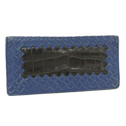 Bottega Veneta Wallet Intrecciato Leather Navy