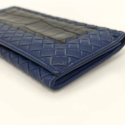 Bottega Veneta Wallet Intrecciato Leather Navy — view 5