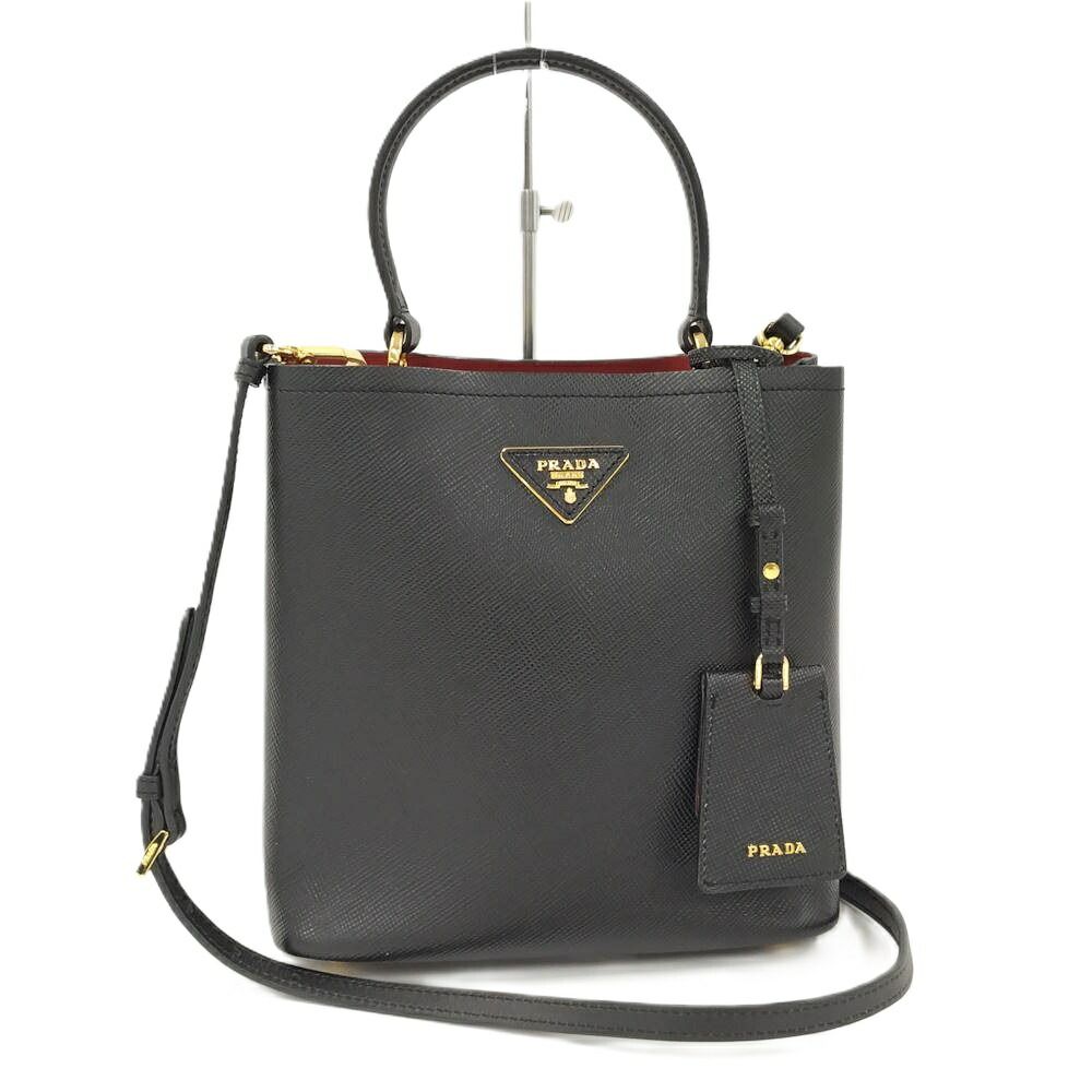 Prada Pannier 2-Way Bag Saffiano Leather Black