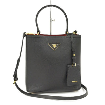Prada Pannier 2-Way Bag Saffiano Leather Black