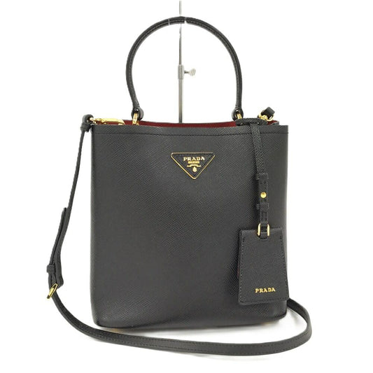 Prada Pannier 2-Way Bag Saffiano Leather Black