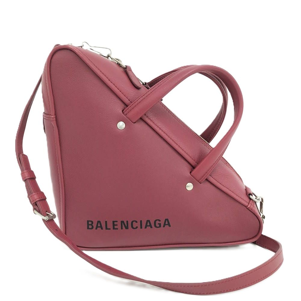 Balenciaga Triangle Duffle S 2-Way Leather Wine Red