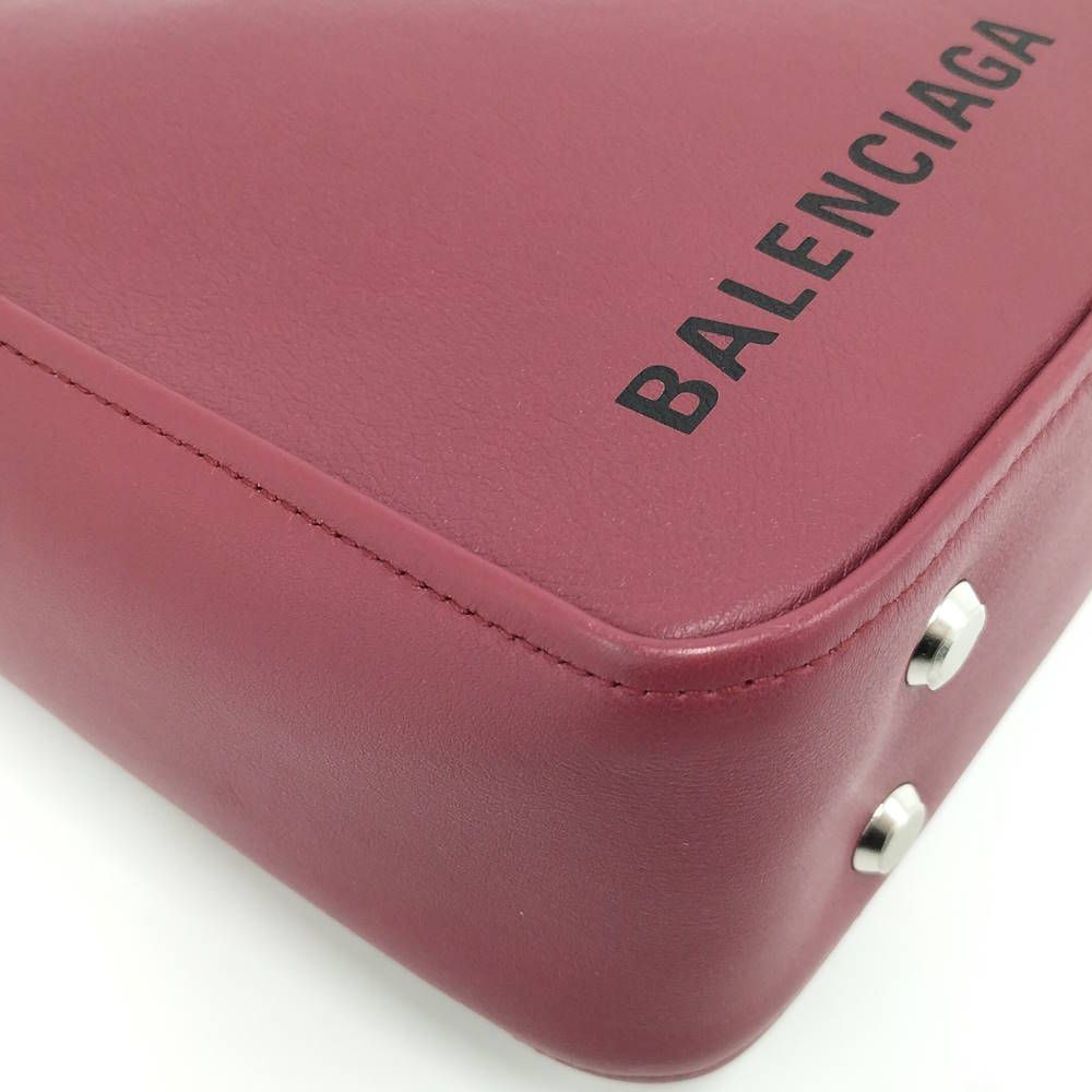 Balenciaga Triangle Duffle S 2-Way Leather Wine Red — view 3