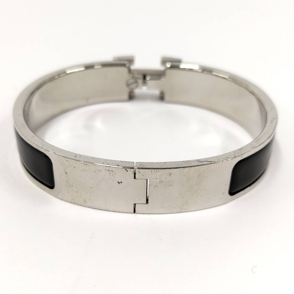 Hermes Clic Clac Enamel Bracelet Plated Black Silver — view 3