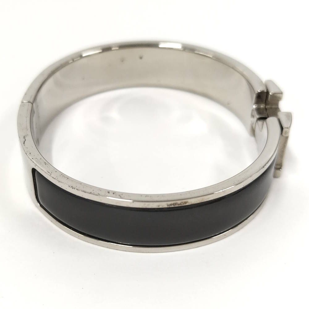 Hermes Clic Clac Enamel Bracelet Plated Black Silver — view 4