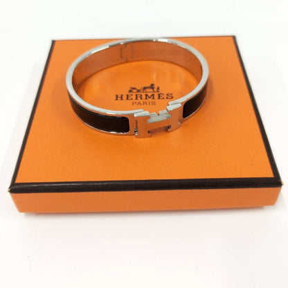 Hermes Clic Clac Enamel Bracelet Plated Black Silver — view 9